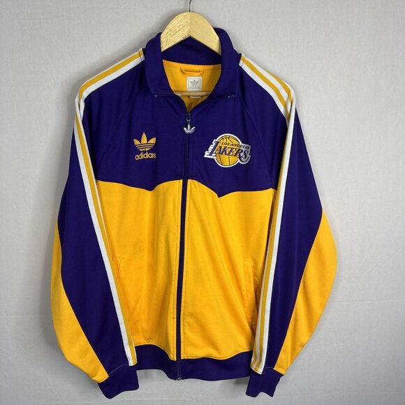 Adidas Lakers Track Jacket Small Purple Gold Full Zip Vintage Style - Picture 1 of 10
